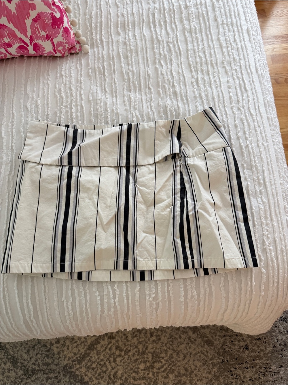 Women's Black and White Striped Cotton skort